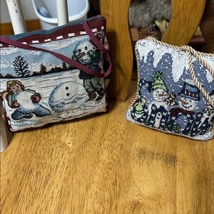 Snowman Tapestry Accent Pillow Set